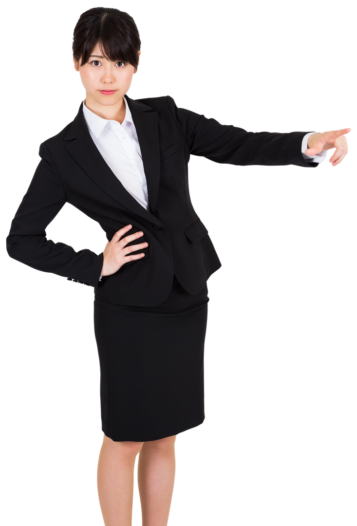 Serious Businesswoman Pointing with Determination on Transparent Background - Download Free Stock Images Pikwizard.com