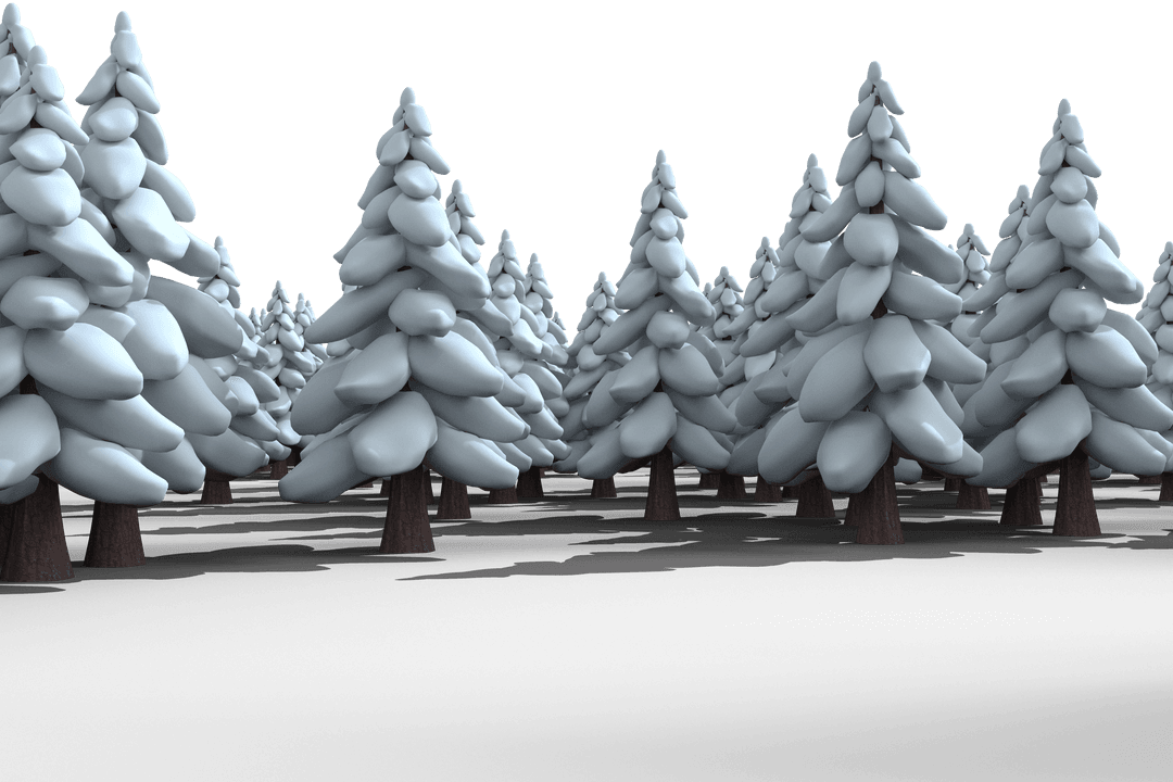 Snow Covered Christmas Trees on Transparent Background