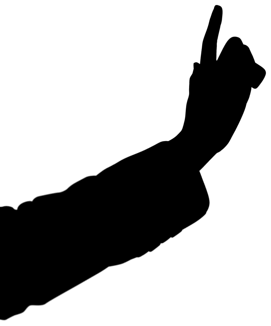 Silhouette of Pointing Hand on Transparent Background for Interface Concept