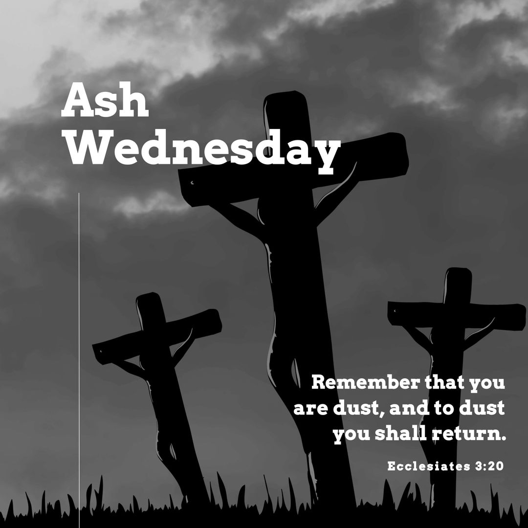 Ash Wednesday with Three Crosses in Silhouette - Download Free Stock Templates Pikwizard.com