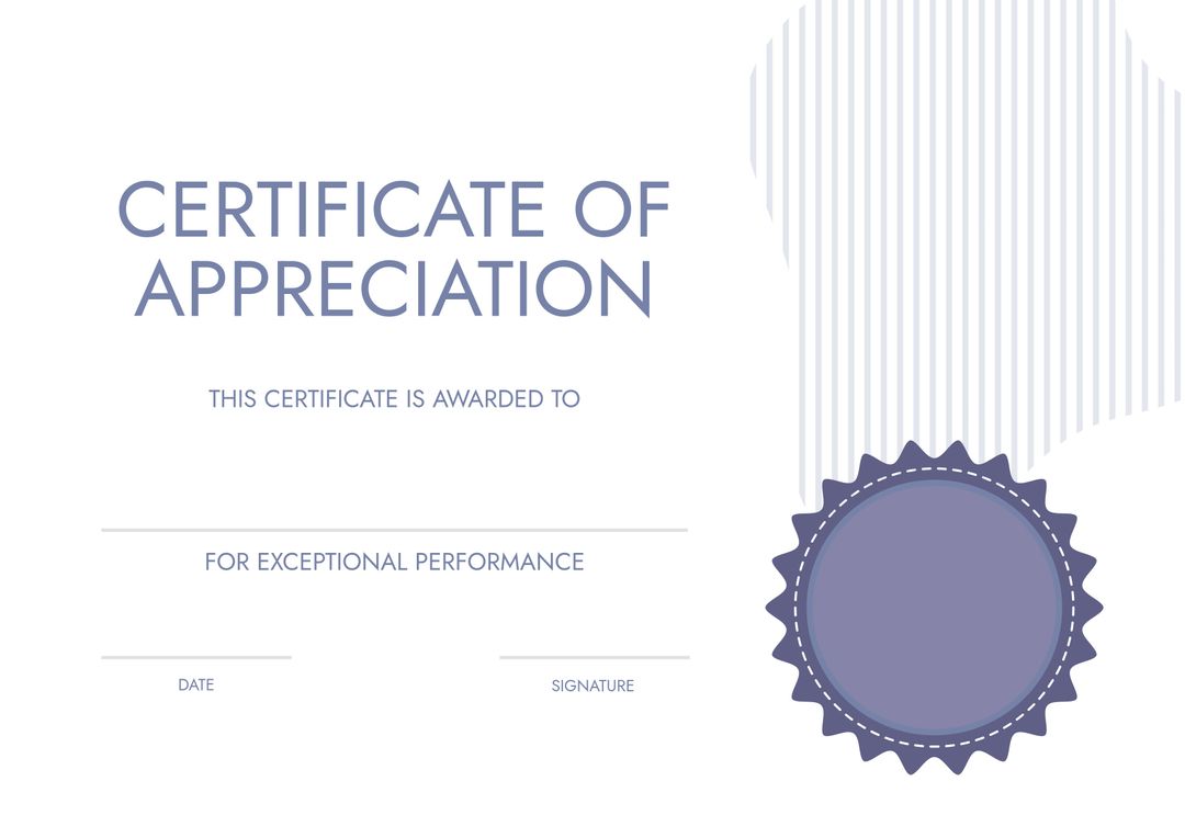 Customizable Certificate of Appreciation Template with Modern Design Elements - Download Free Stock Templates Pikwizard.com