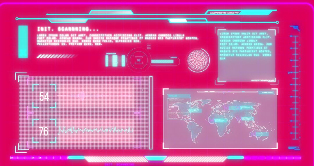 Futuristic digital interface with global data scanning