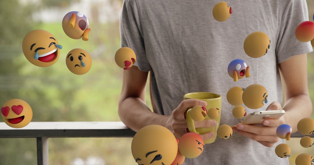 Person Engaging with Emojis in Digital Communication