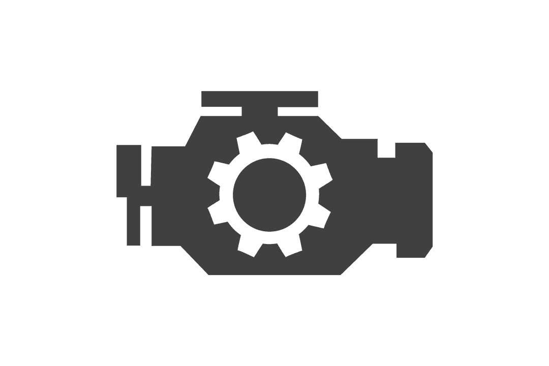 Transparent Black Engine Gear Icon on Transparent Background