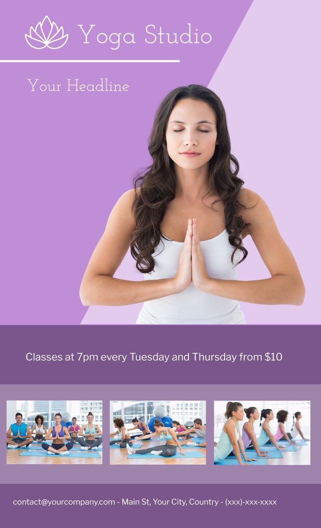 Tranquil Woman Meditating for Yoga Studio Promotion