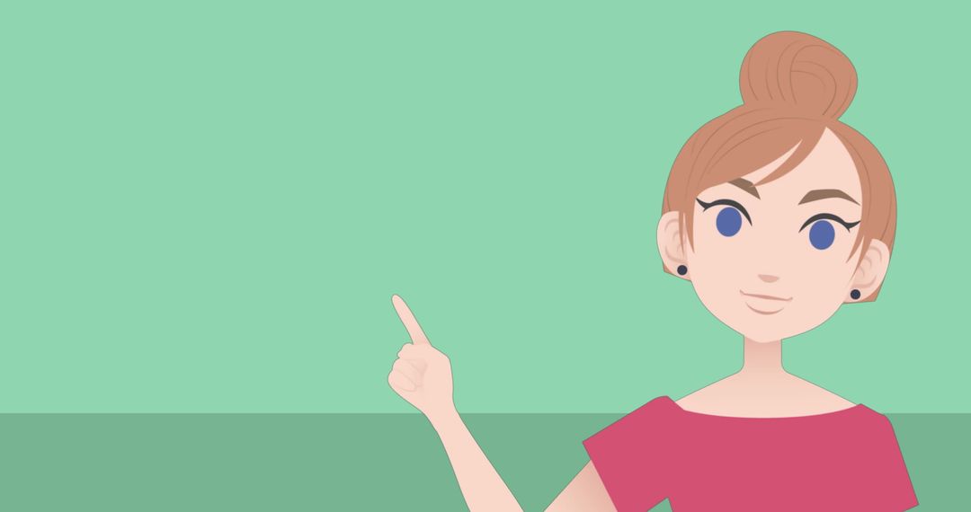 Animated Female Teacher Pointing with Copy Space