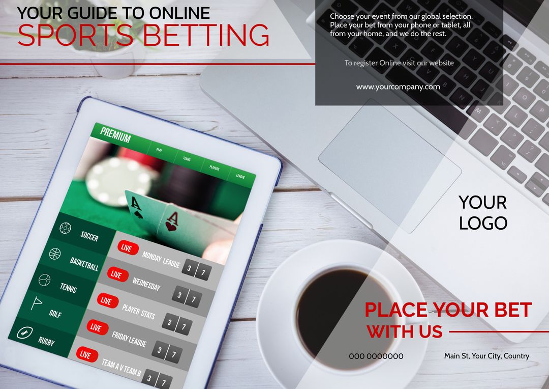 Online Sports Betting Marketing Concept with Tablet and App Interface