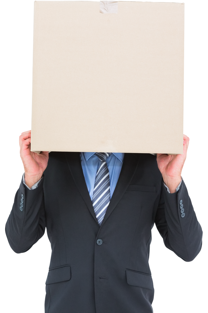 Businessman Hiding Head in Box Transparent Background Isolated - Download Free Stock Images Pikwizard.com