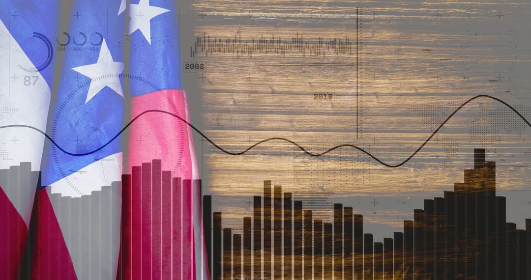 American Flag with Dynamic Market Data Visualization