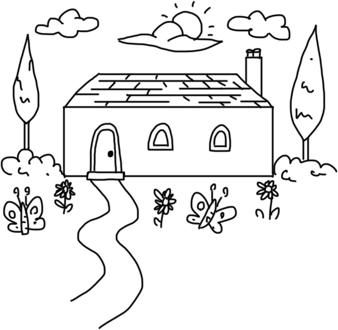 Modern House in Nature with Transparent Background