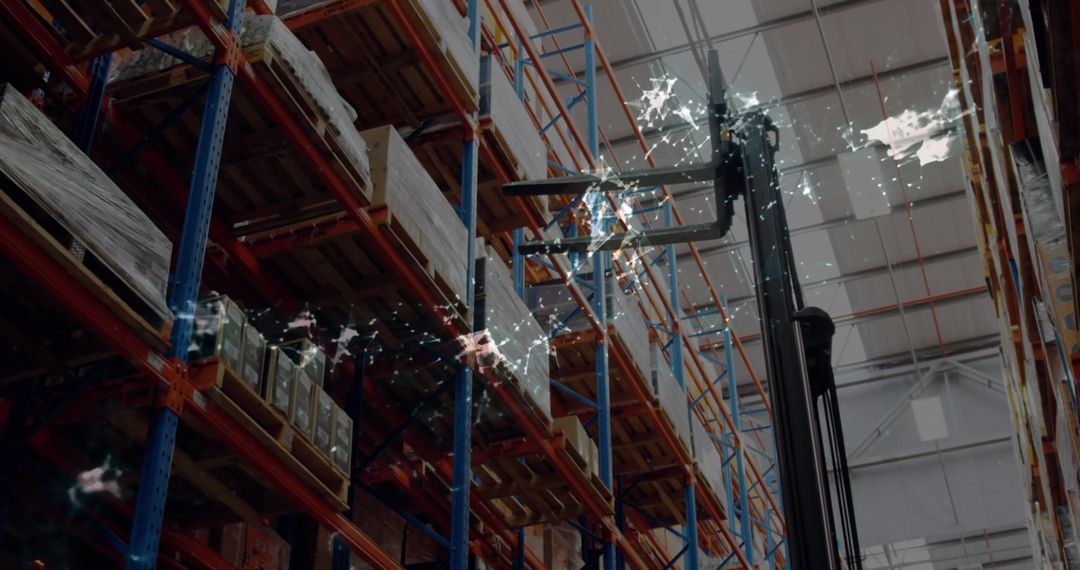 Warehouse Process with Forklift and Dynamic Neon Overlays