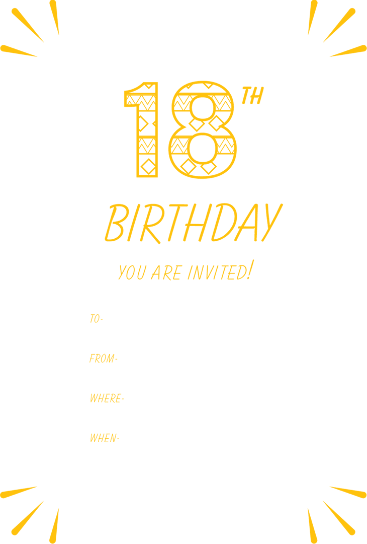 Vibrant 18th Birthday Invitation Design on Transparent Background