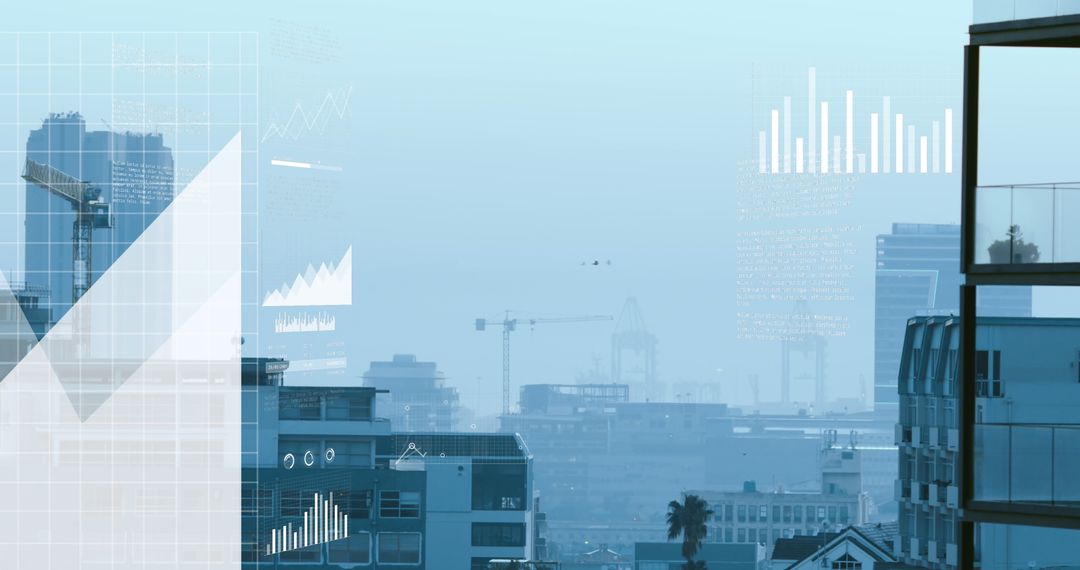 Futuristic Urban Landscape with Digital Business Analytics