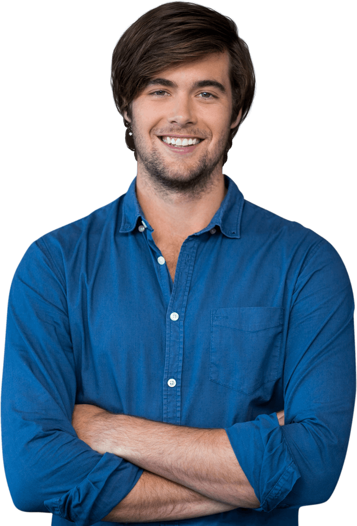 Transparent Portrait of Smiling Handsome Man with Arms Crossed
