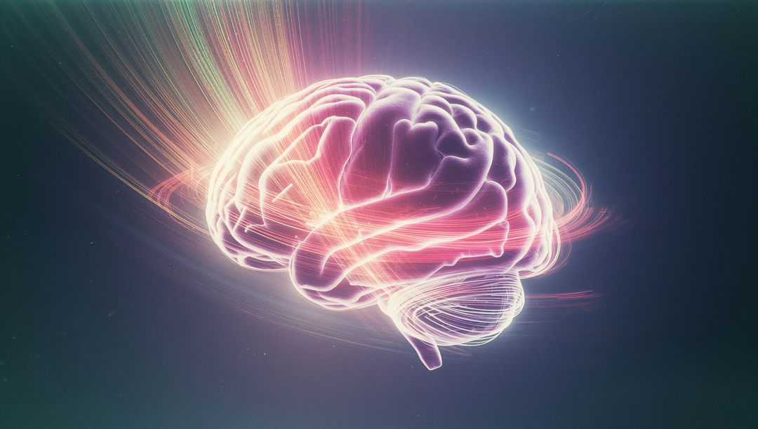 Futuristic Glowing Brain in Digital Neural Space