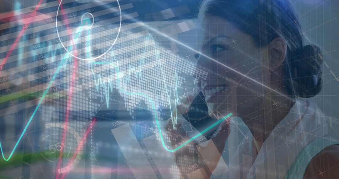 Businesswoman Engaged in International Data Networking