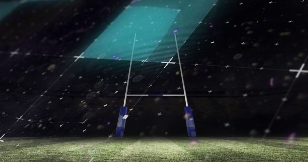 Futuristic Technology Over Rugby Field At Night