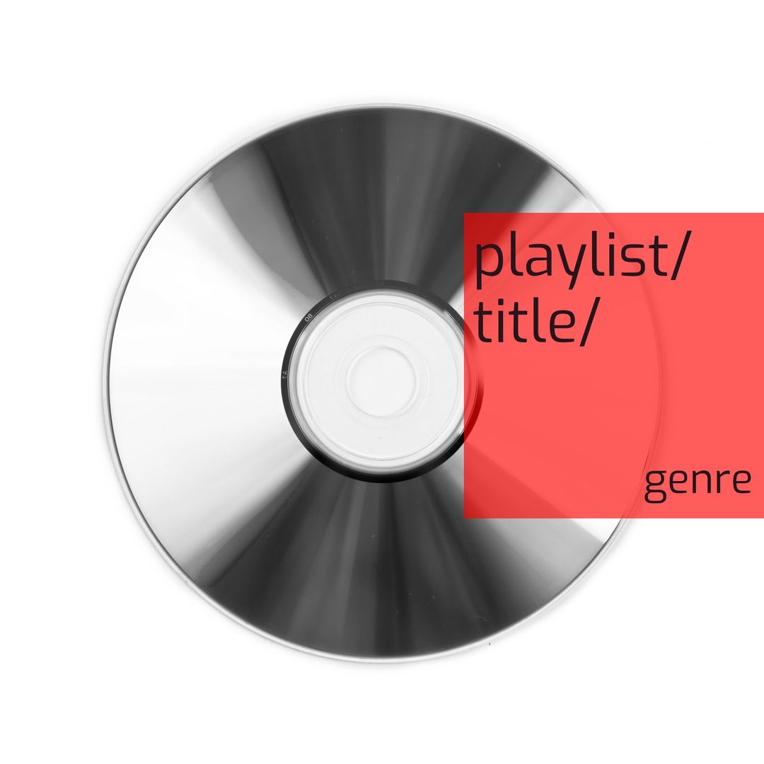 Shiny CD with Text Overlay Representing Music Collection