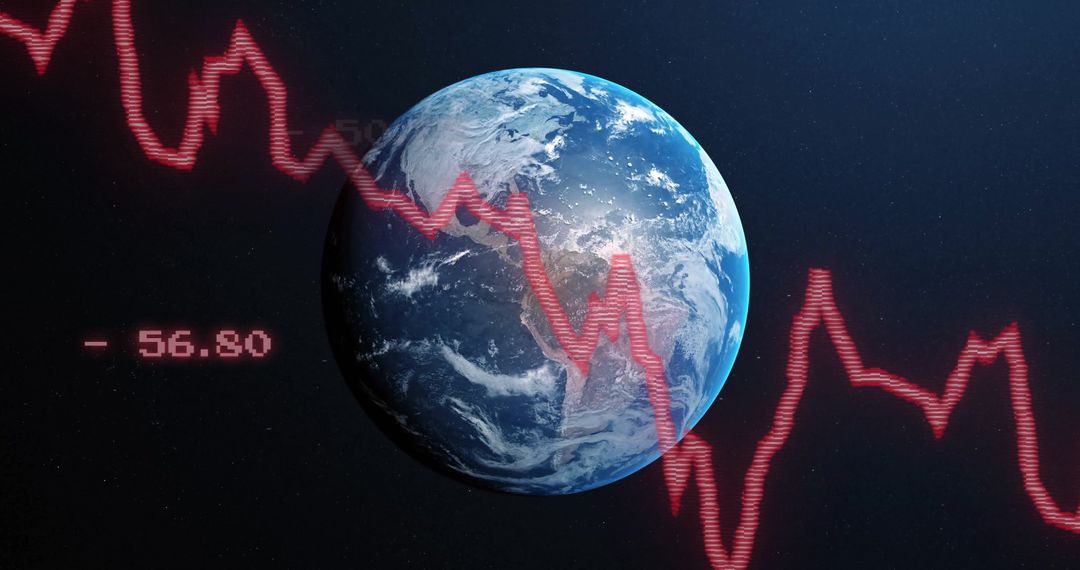 Global Economy Downtrend Concept with Earth and Declining Graph