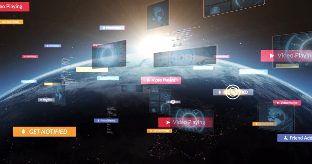 Futuristic Digital Interface on Earth from Space