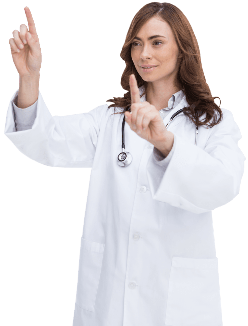Transparent Image of Female Doctor Gesturing for Innovation