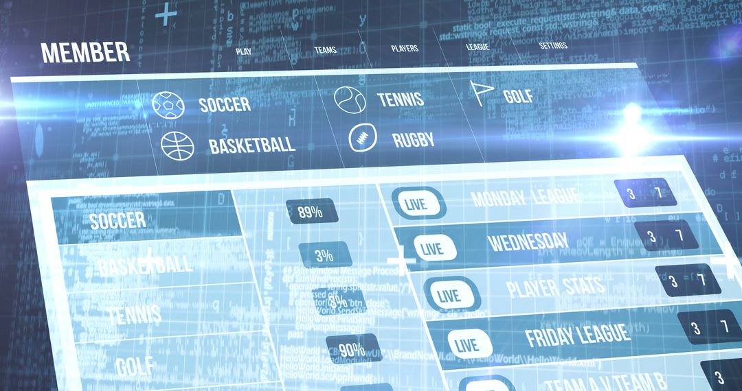 Digital Sports Statistics Interface with Data Display
