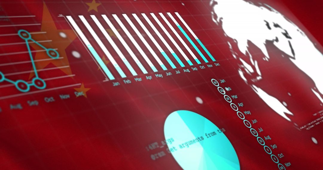 Digital Statistics on China Flag Background