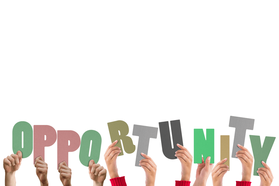 Hands Raising Colorful Letters Transparent Background