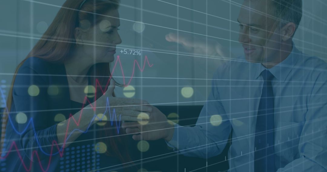 Business Team Analyzing Data Visualization Presenting Positive Results