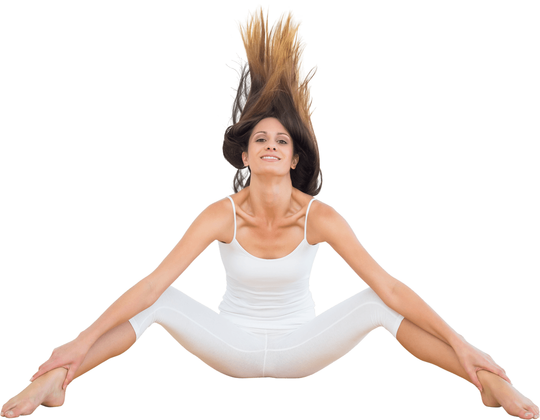 Caucasian Woman Practicing Yoga on Transparent Background
