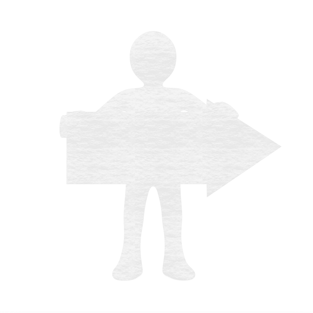 Illustration of Human Figure Holding Large Arrow on Transparent Background