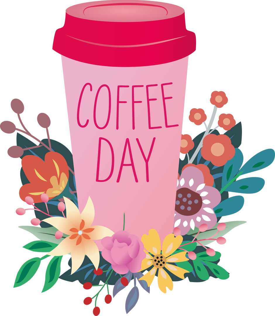 Transparent Coffee Day Flowers Design for Celebrations - Download Free Stock Images Pikwizard.com