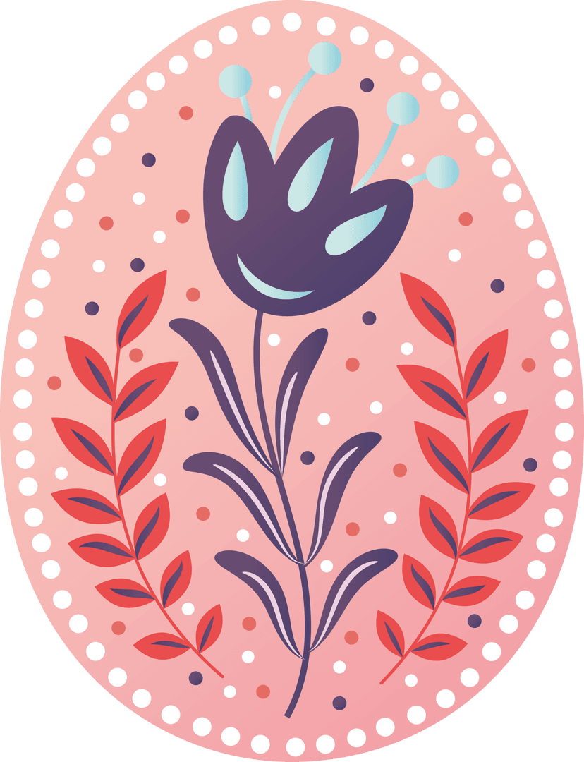 Floral Easter Egg Illustration With Transparent Background