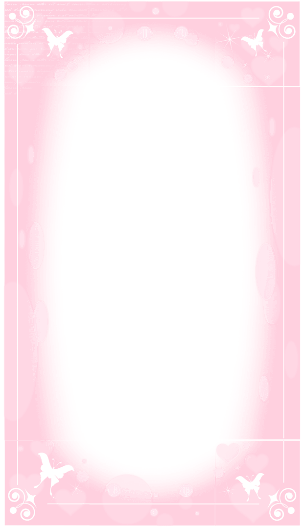 Pink Oval Frame with Butterflies and Hearts on Transparent Background