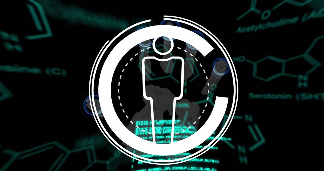 Digital Person Icon Over Abstract Data Technology