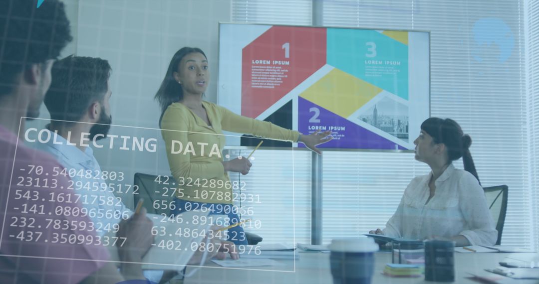 Diverse Team Analyzing Data in Modern Office