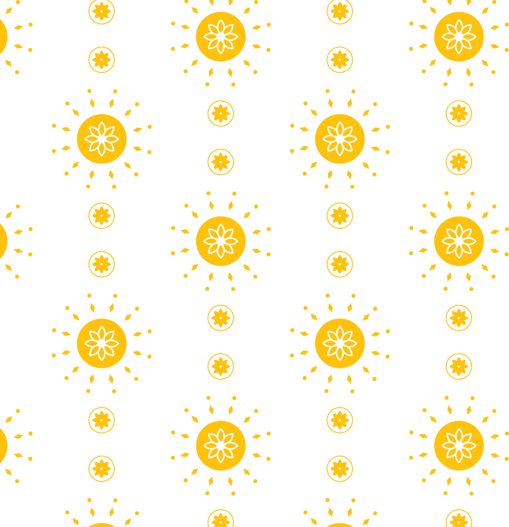Rows of Yellow Flower Circles on Transparent Background