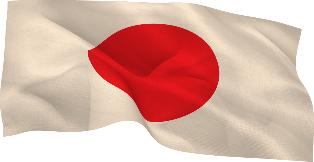 Japanese National Flag Waving on Transparent Background