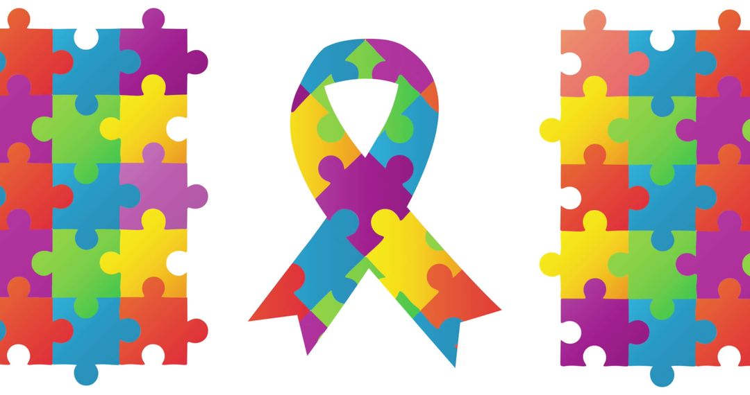 Colorful puzzle ribbon symbolizing autism awareness