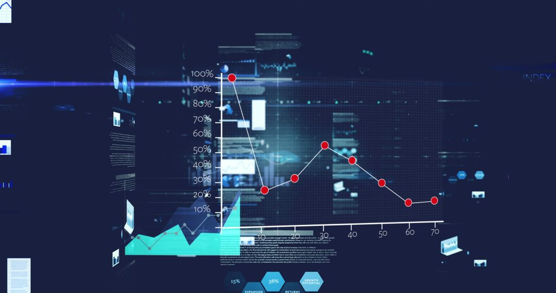 Futuristic Data Screens Showing Business Analytics and Growth Trends