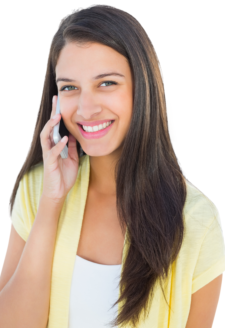 Smiling Woman Talking Phone Transparent Background - Download Free Stock Images Pikwizard.com