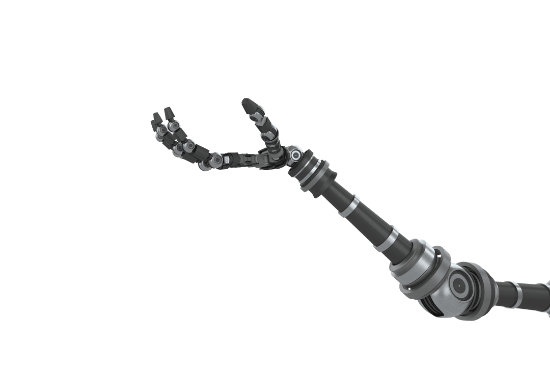 Transparent Futuristic Black Robot Hand Reaching Out