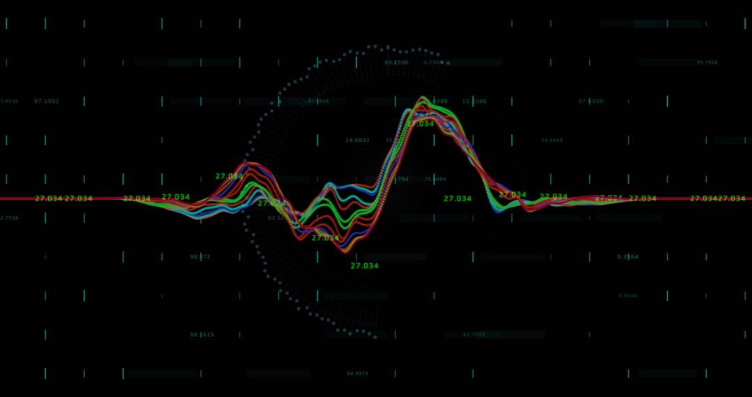 Dynamic Colorful Waves on Black Digital Background