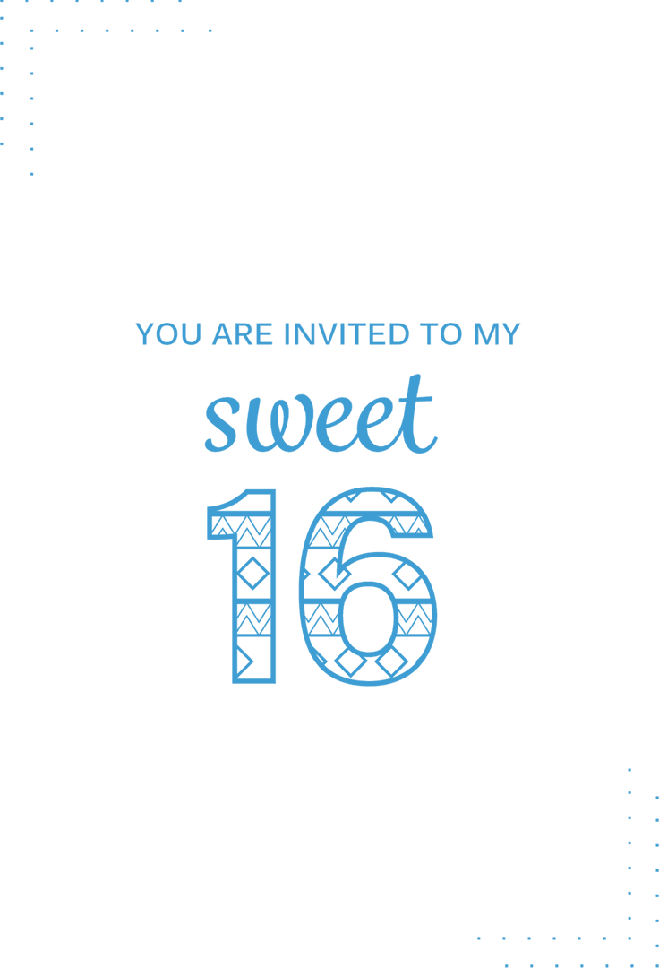 Transparent Sweet 16 Invitation Card with Blue Text Design