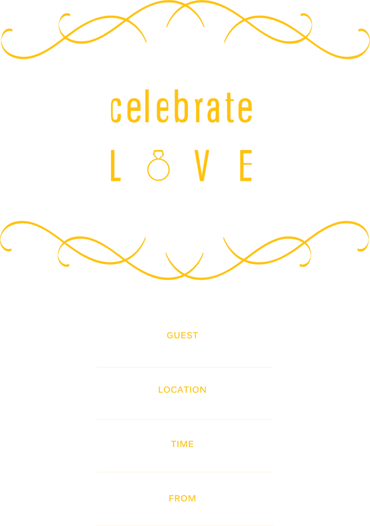 Elegant Black Transparent Wedding Invitation with Yellow Decorative Text