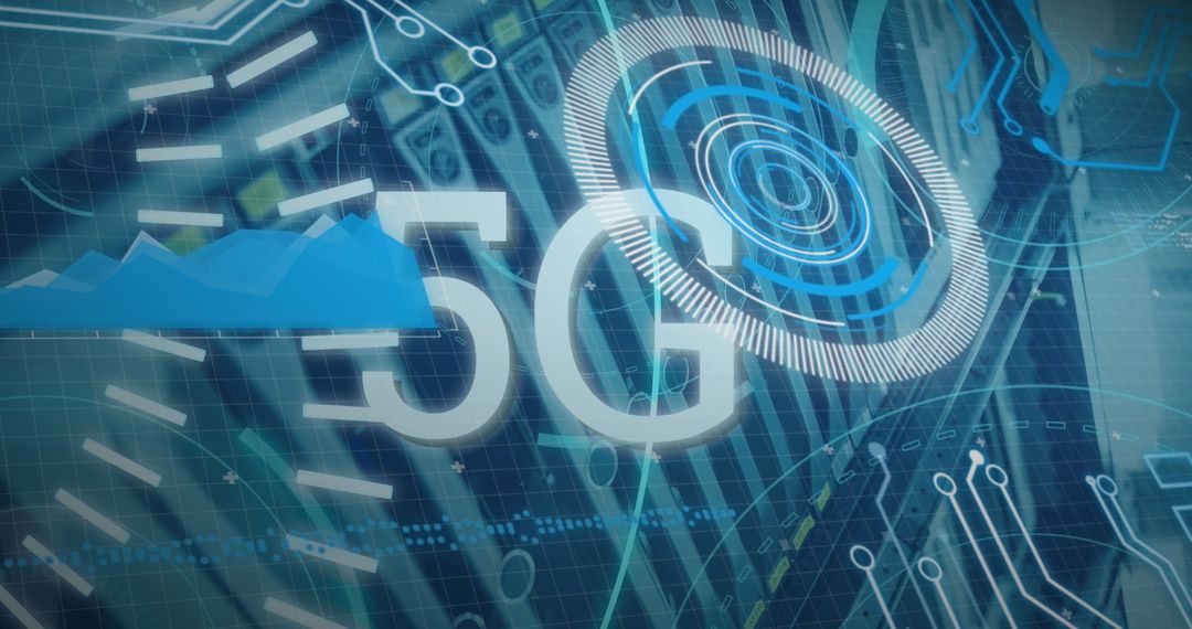 5G Network Technology with Digital Interface Visualization