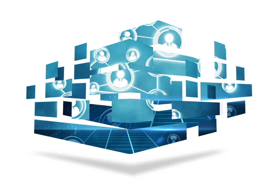 Abstract Blue Digital Interface with Transparent Background