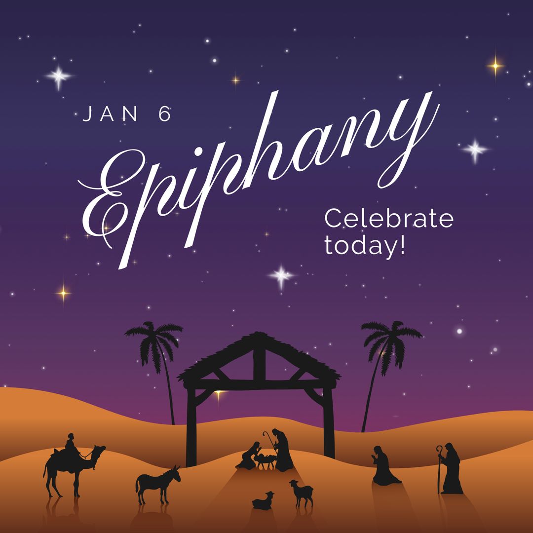Happy Epiphany Celebration with Nativity Scene in Bethlehem