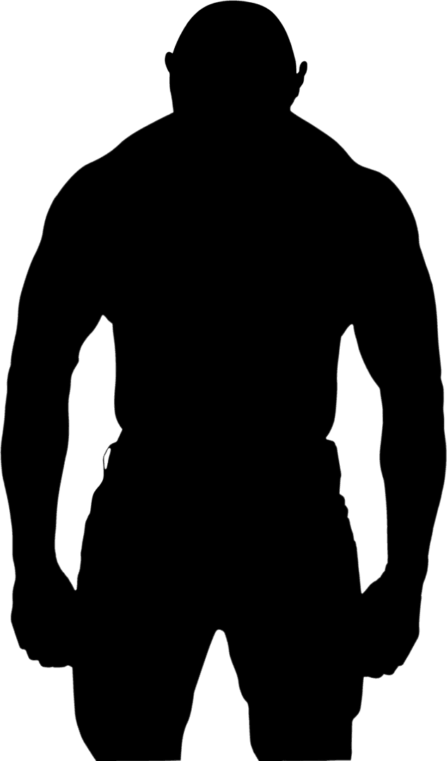 Silhouette of Shirtless Man Flexing Muscles on Transparent Background