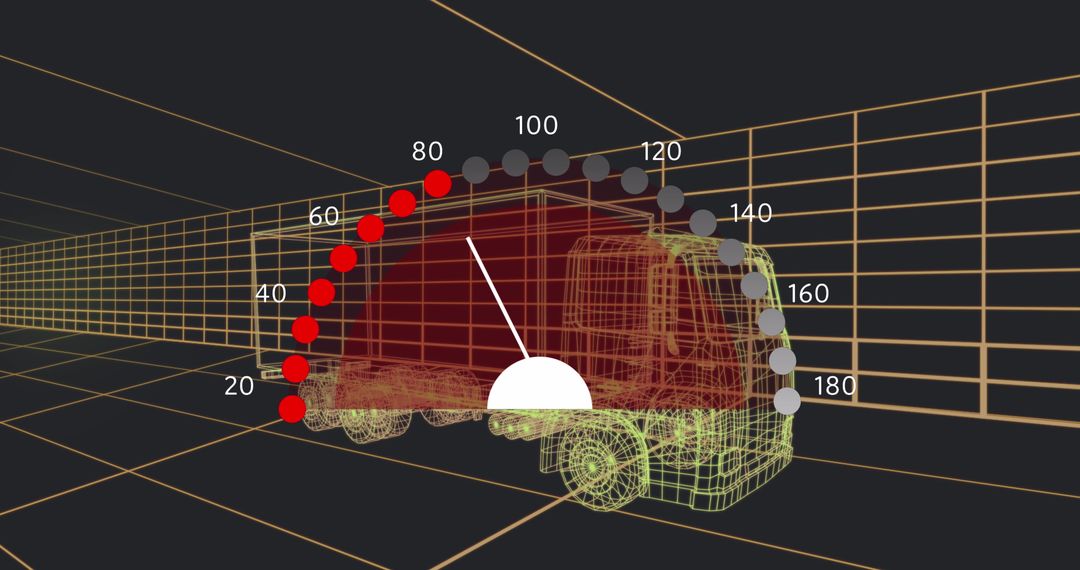 3D Car Model with Speedometer Overlay Reflecting Cloud Computing Concept